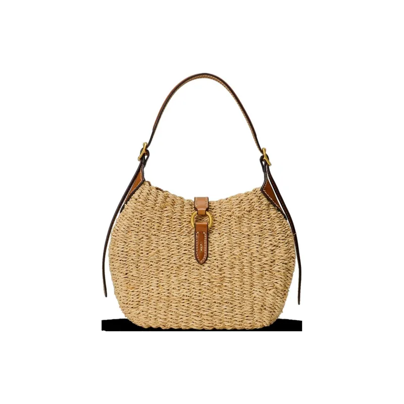 Polo Ralph Lauren Polo ID Raffia Shoulder Bag Trumpets Women's Natural Color-3