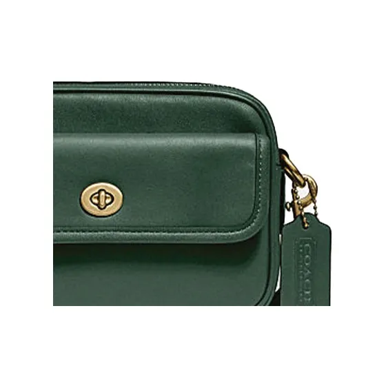 COACH Leather Sling Bag, Crossbody Bag, Fanny Pack Trumpets Women's Green-3