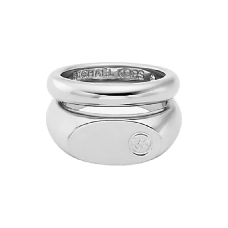 MICHAEL KORS Logo Engraved Double Layered Signet Ring-1
