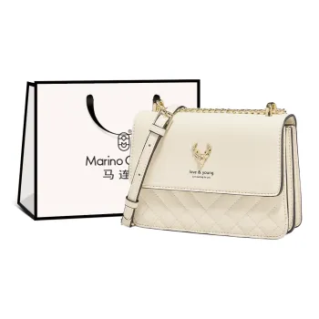 Marino Orlandi Synthetic Leather Split Cow Leather Trunk Bag Shoulder Bag Crossbody Bag Small Size Women's Ecru