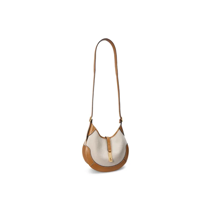 Polo Ralph Lauren Polo ID Fabric Shoulder Bag Trumpets Women's Natural & Brown & Yellow-2