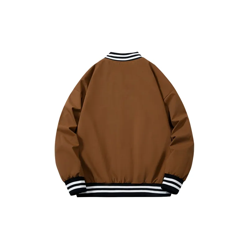 Lafetto Baseball Jacket Coat Unisex Khaki/Black-7