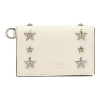 Jimmy Choo Leather Card Holder Unisex Latte Bronze
