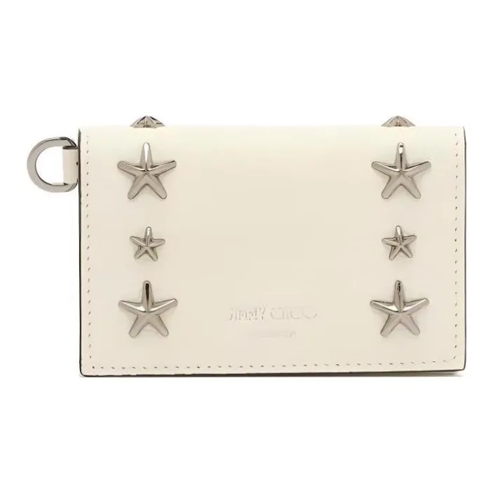 Jimmy Choo Leather Card Holder Unisex Latte Bronze-0