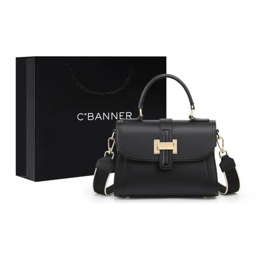 C°BANNER Cow Leather Shoulder Bag Crossbody Bag Handbag Large Size Women's Black