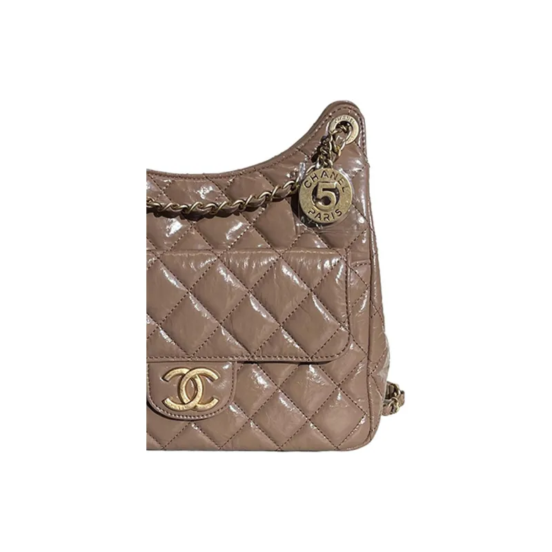 CHANEL HOBO Calfskin Hobo Bag, Shoulder Bag, Crossbody Bag Medium Size Women's Milk Tea Beige-2