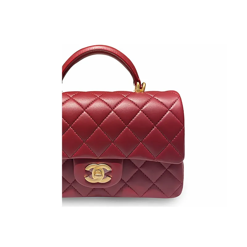 CHANEL Classic Flap CF Sheepskin Shoulder Bag, Crossbody Bag, Handbag Women's Burgundy-2