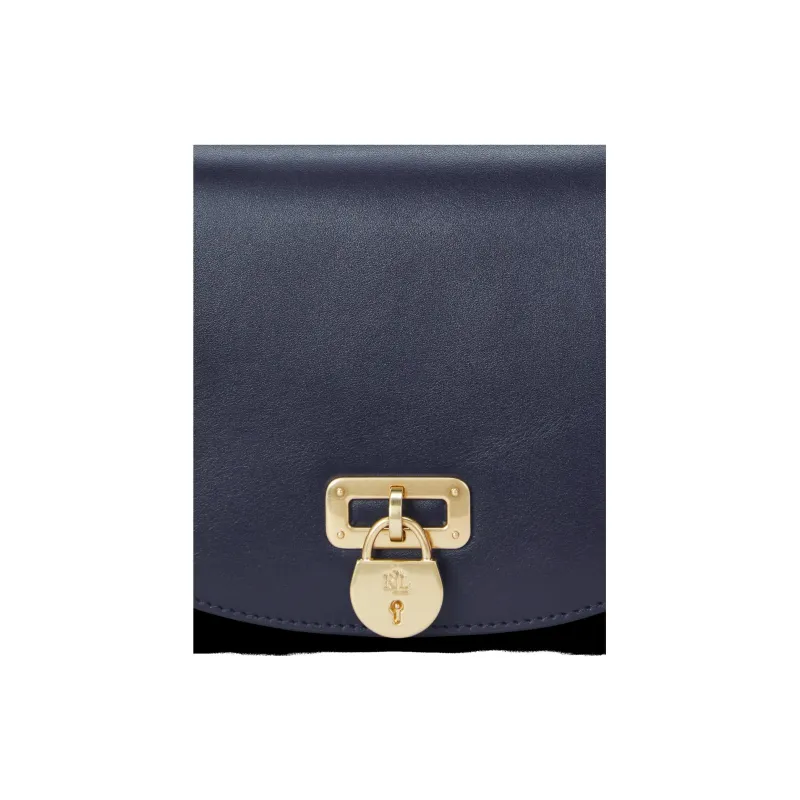 Ralph Lauren Tanner Cow Leather Shoulder Bag Crossbody Bag Handbag Medium Size Women's Dark Blue-4