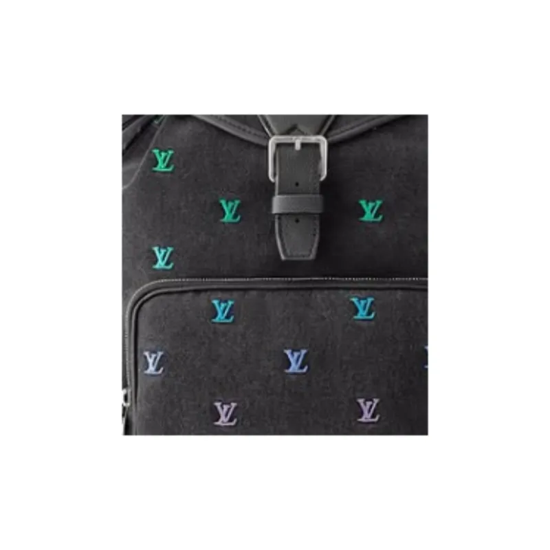 LOUIS VUITTON Leather Backpack Men's Black-1