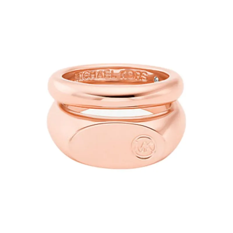 MICHAEL KORS Logo Engraved Double Layered Signet Ring-1