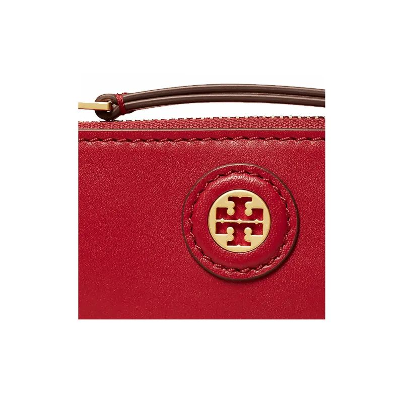 TORY BURCH Leather Key Ring Card Pouch Women's Hazelnuts & Brown & Red-3
