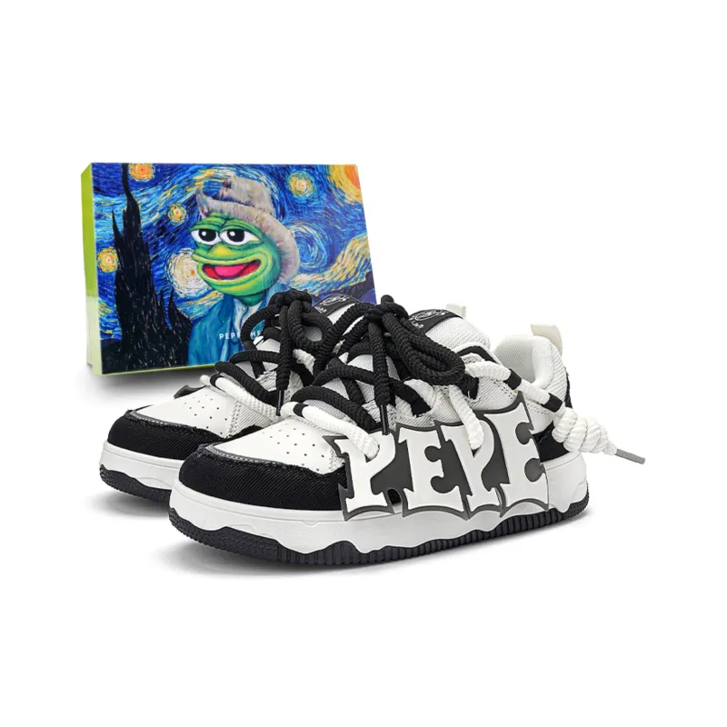 Pepe The Frog Slip Resistant, Abrasion Resistant, Lightweight, Breathable, Height Increasing Skateboard Shoes Unisex-7