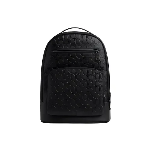 COACH Smooth Calf Leather Backpack Large Size Men's Black
