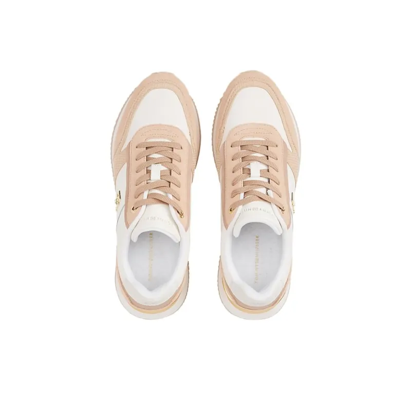 Tommy Hilfiger Trainers Low Top Casual Shoes Women's Antique White/Mist Red-2
