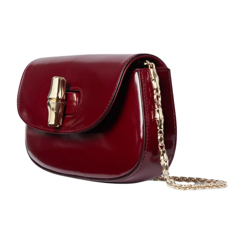 GUCCI Leather Shoulder Bag Mini Women's Red-1