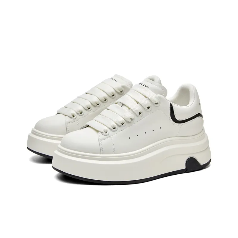 PT'SON Versatile Platform White Sneakers Height Increasing Low Top Skateboard Shoes Women's-12