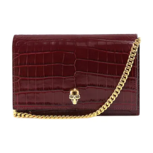 Alexander McQueen Cow Leather Chain Bag Crossbody Bag Shoulder Bag Women's Red