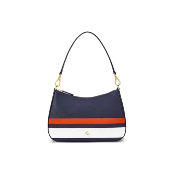 Ralph Lauren Cow Leather Portable Crossbody Bag Shoulder Bag Medium Size Women's Blue/White/Red