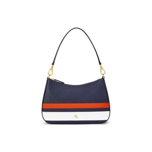 Ralph Lauren Cow Leather Portable Crossbody Bag Shoulder Bag Medium Size Women's Blue/White/Red