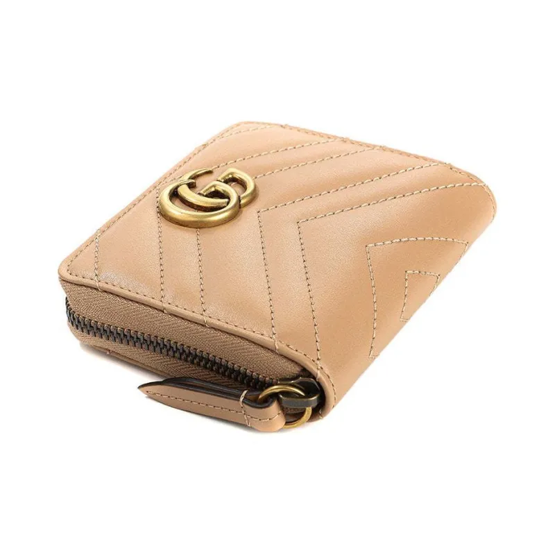 GUCCI Cow Leather Wallet Women's Nude Pink-2