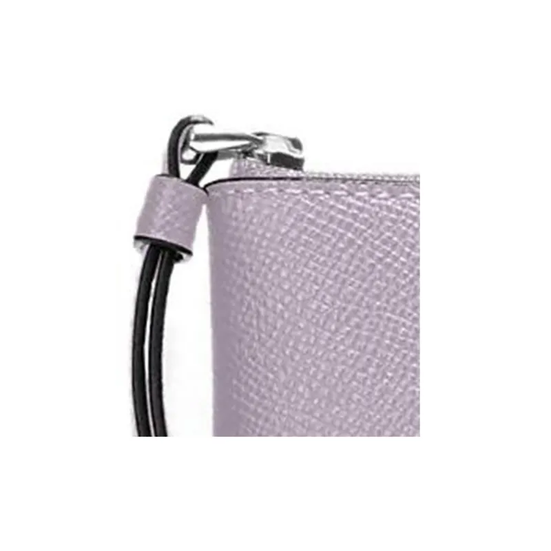 COACH Corner Zip Cross-Stitch Leather Wrist Wallets Clutches Small Size Women's Purple-2