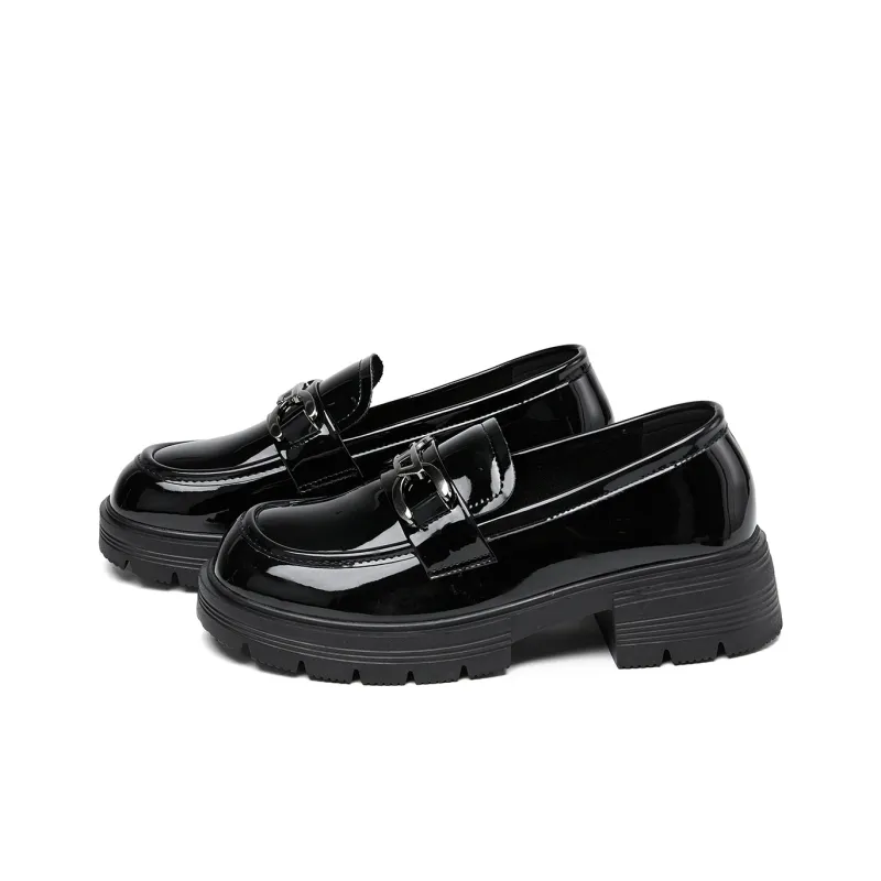 La Chapelle Ballet Flats Loafers 4.0cm Women's Black-1