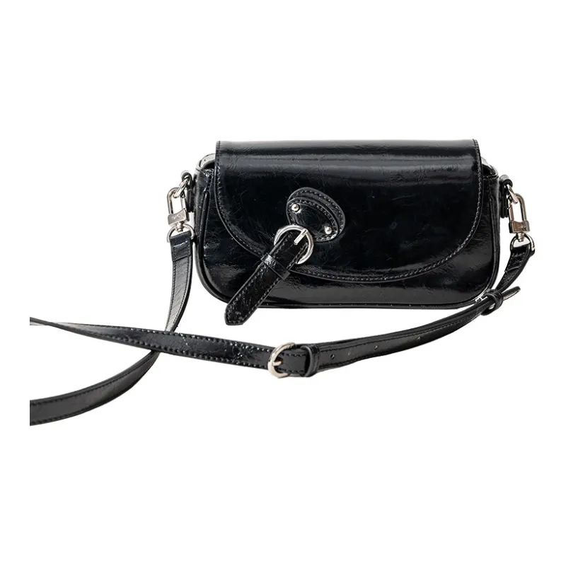 OMI Cow Leather One Shoulder Handbag Crossbody Bag Regular Women's Deep Black/Ecru-1