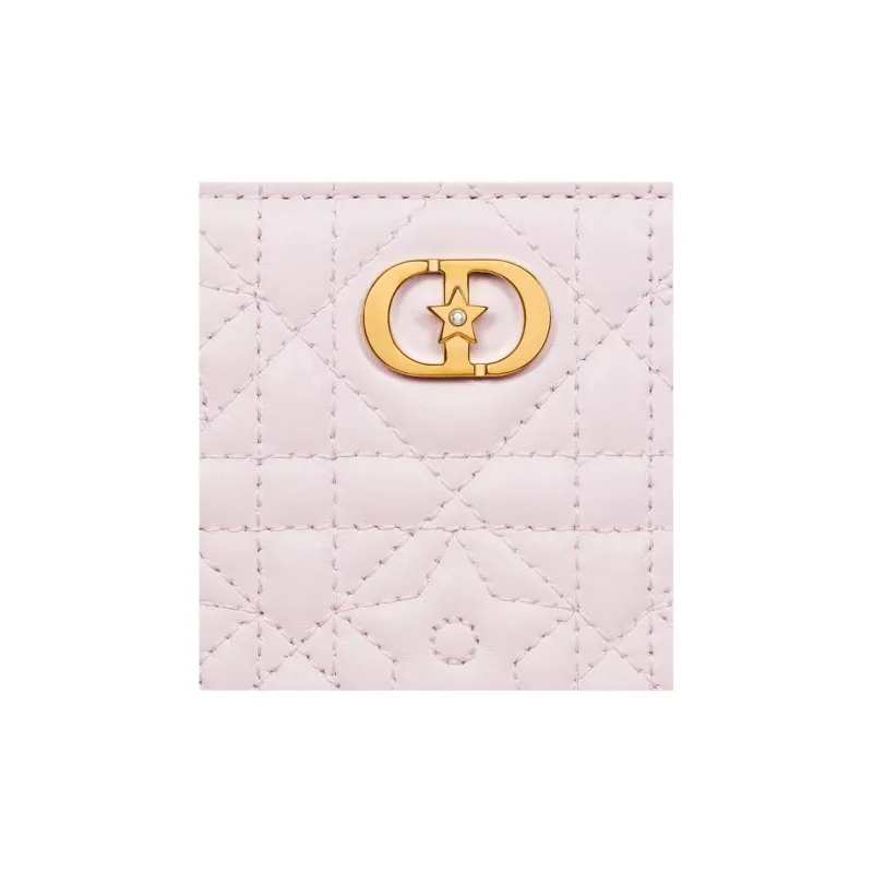 DIOR Caro Lambskin Wallet Women's Light Pink-4