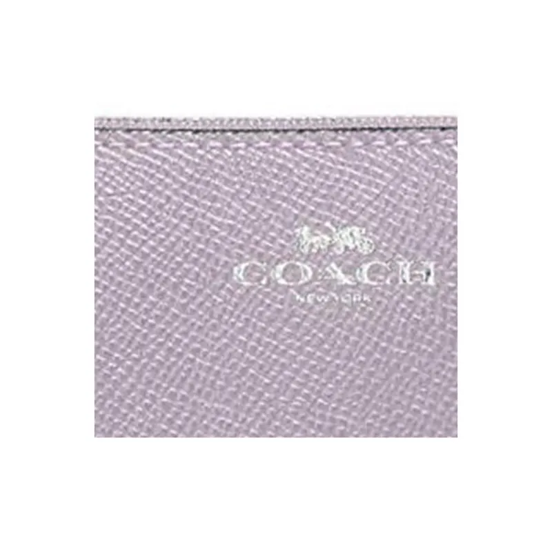 COACH Corner Zip Cross-Stitch Leather Wrist Wallets Clutches Small Size Women's Purple-3