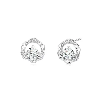 QIANCHANG 999 Fine Silver Stud Earrings Women's
