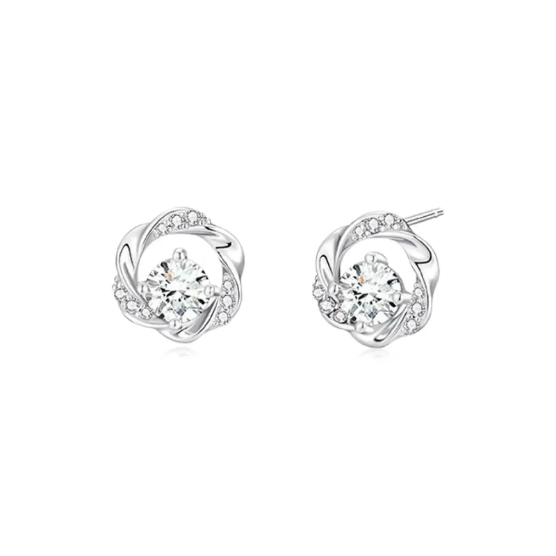 QIANCHANG 999 Fine Silver Stud Earrings Women's-0
