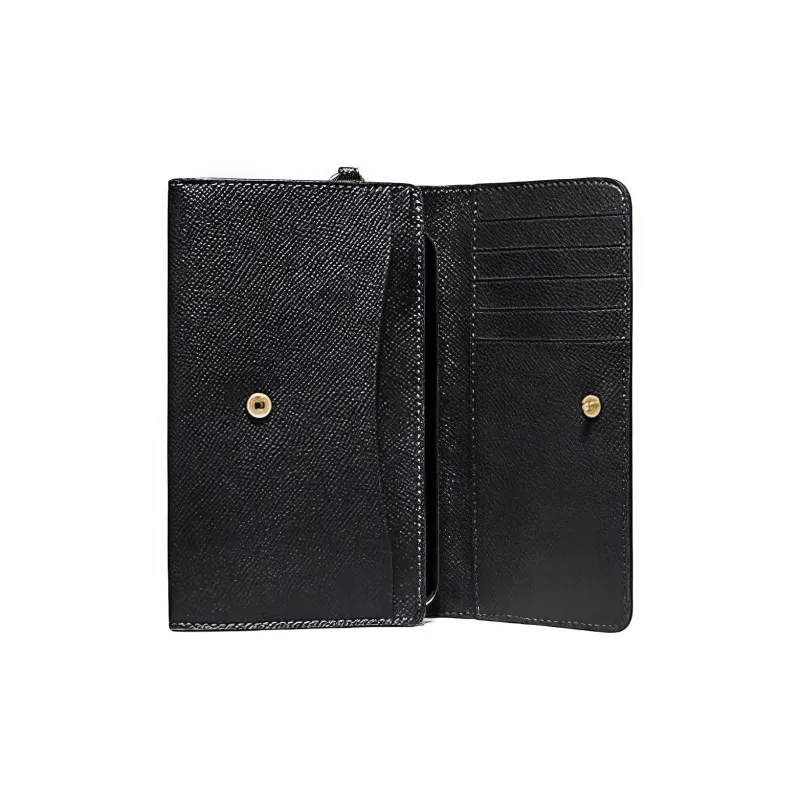 COACH Cross Grain Leather Clutch Wallet, Cell Phone Pouch, Wallet Women's Black-1