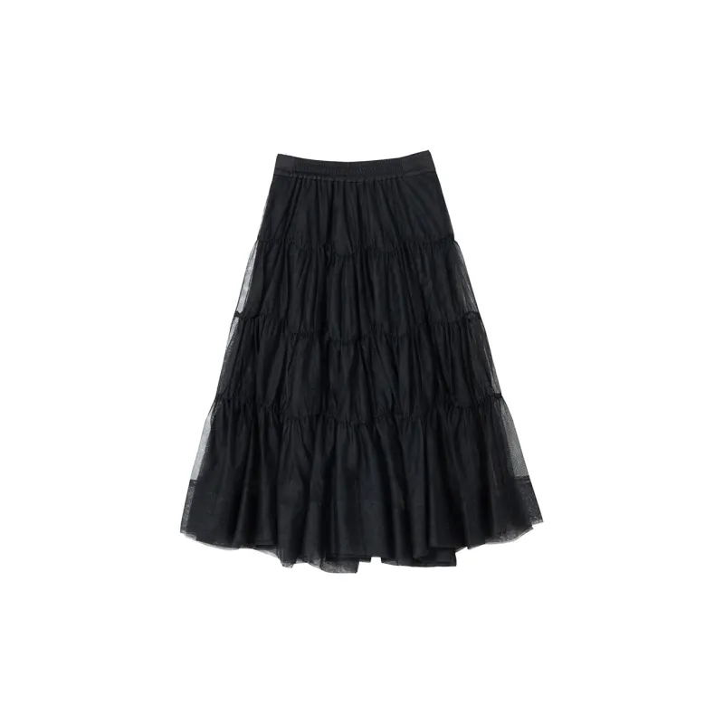 SOON FLOWER Casual Long Skirts Women's Black-1