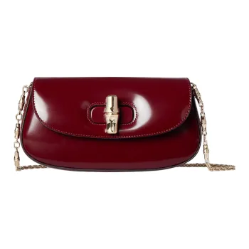 GUCCI Leather Shoulder Bag Mini Women's Red