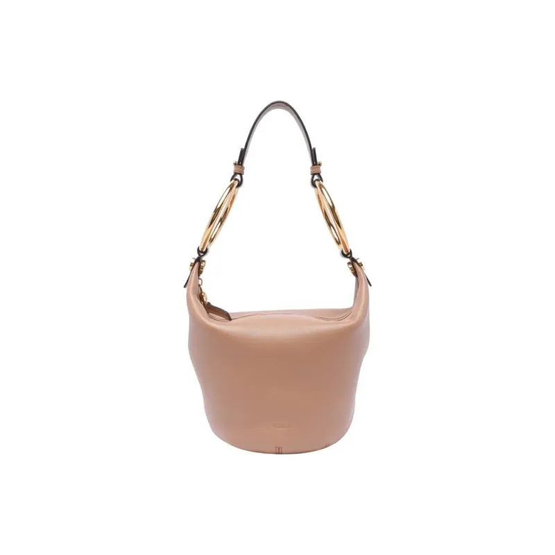 Chloe Cow Leather Shoulder Bag Small Size Women's Nude-0