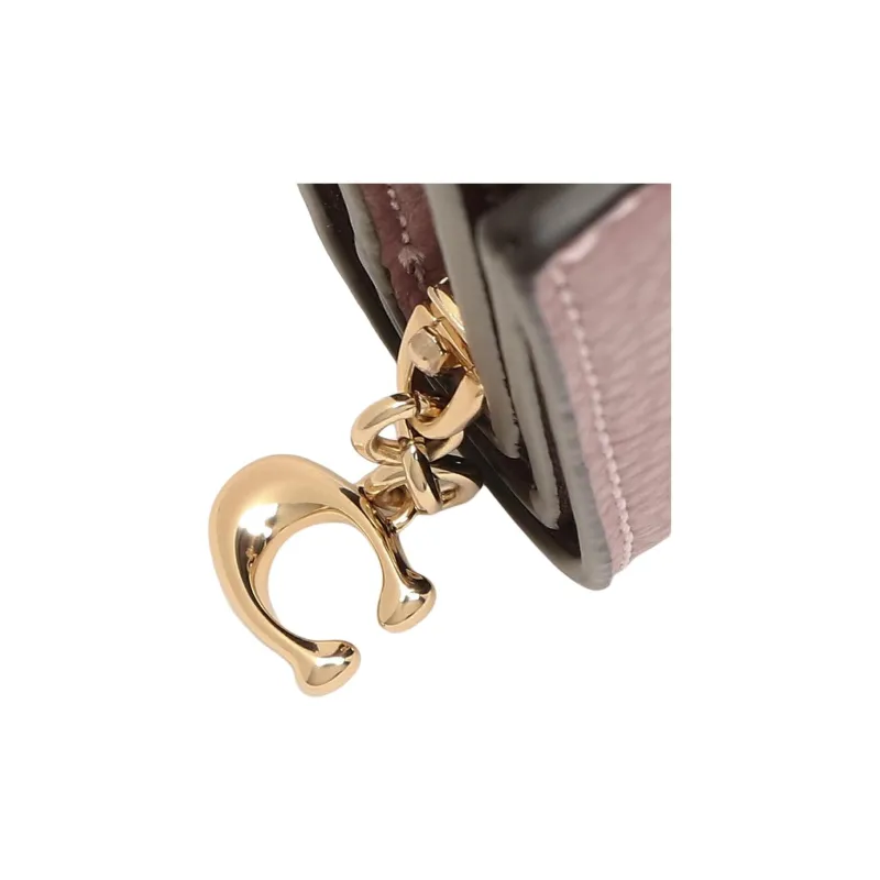 COACH Snap Wallet Pebbled Leather Card Holder Wallet Women's Cherry Blossom Pink-5