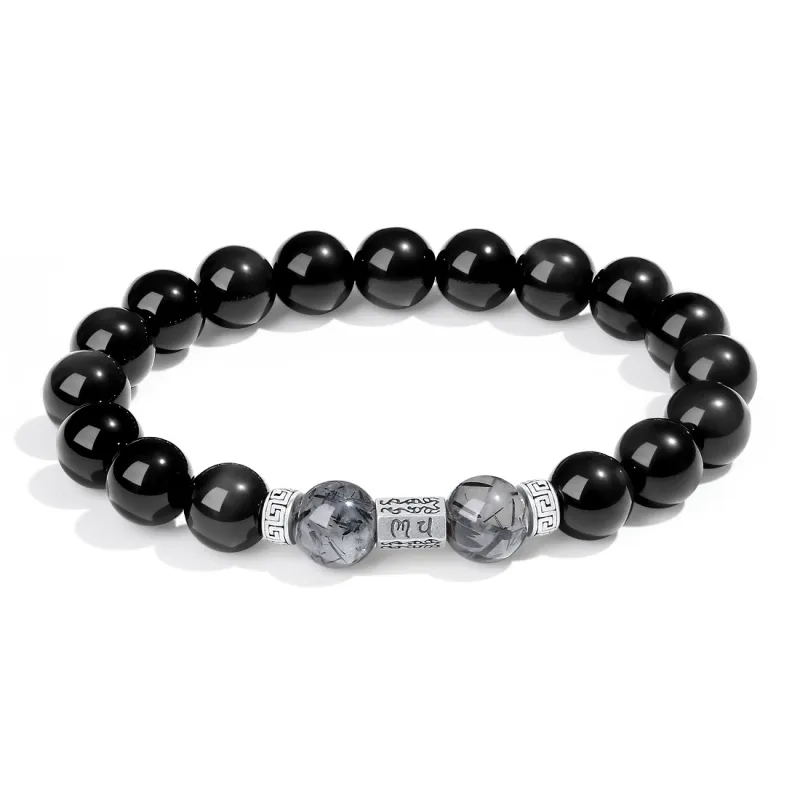 PUTUOSHANWENCHUANG Obsidian Bracelets Unisex-4