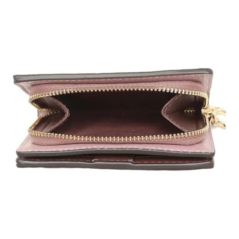 COACH Snap Wallet Pebbled Leather Card Holder Wallet Women's Cherry Blossom Pink-3