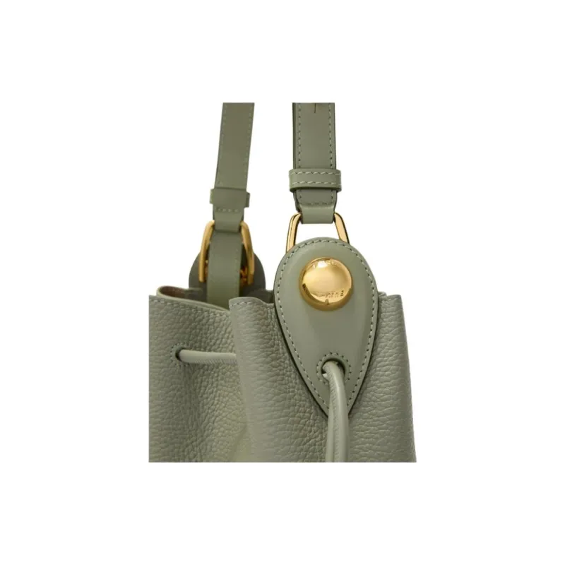 Furla Textured Calfskin Bucket Bags Shoulder Bags Small Size Women's Green-4