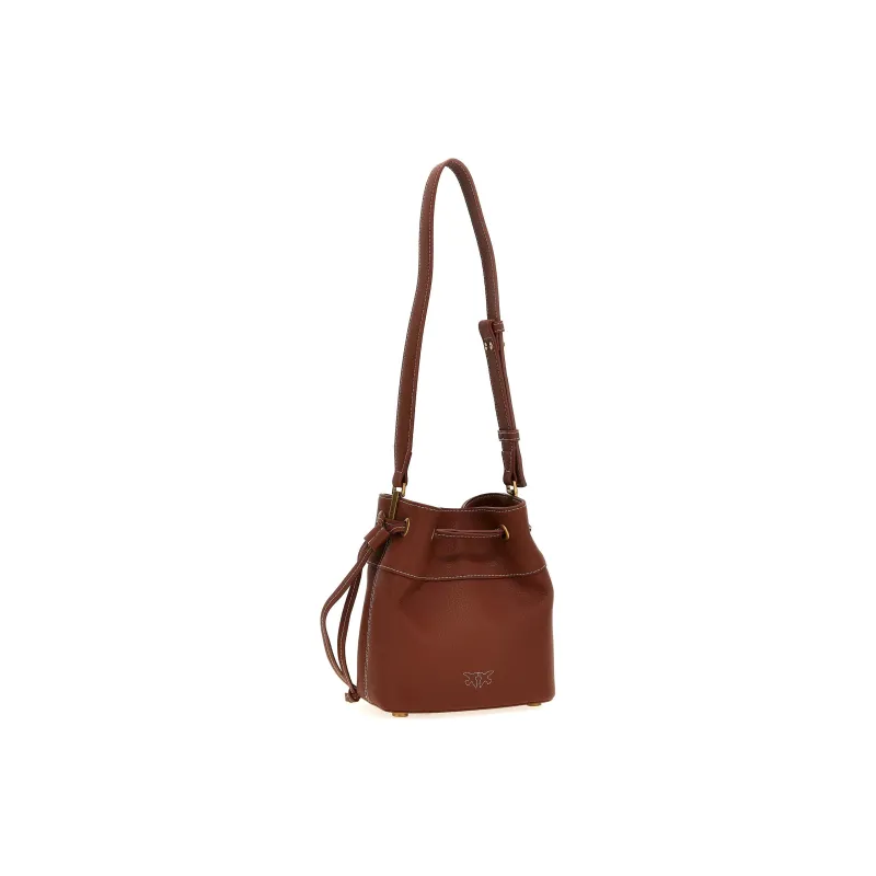 PINKO Calfskin Bucket Bags Shoulder Bags Mini Women's Brown-1