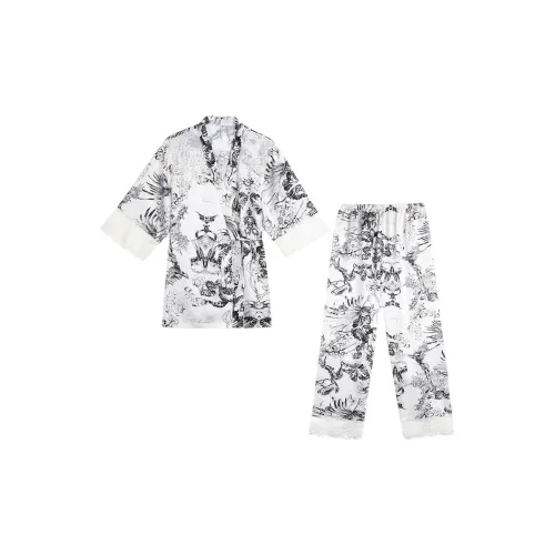 IIZZINI Pajama Set Women's Black White
