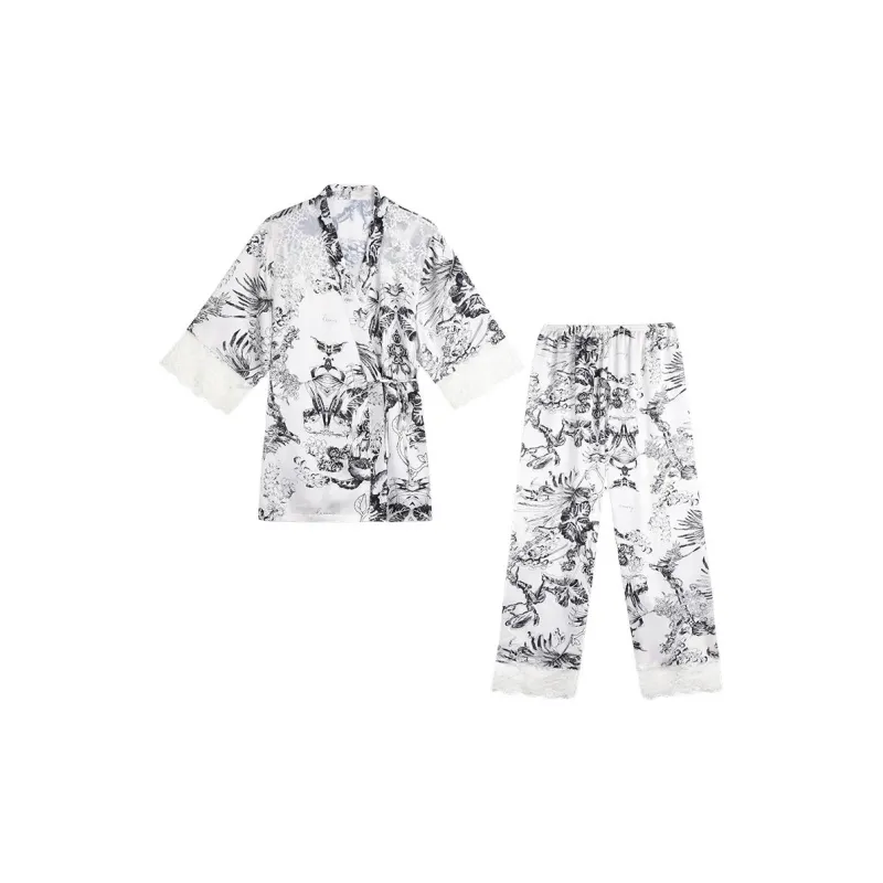 IIZZINI Pajama Set Women's Black White-0