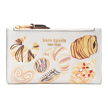 Kate Spade Cross Grain Cow Leather Wallet Small Size Women's White