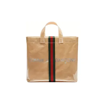 GUCCI CDG Rei Kawakubo Collaboration Kraft Paper PVC Tote Bag, Shopping Bag, Handheld Handbag Unisex Beige Yellow