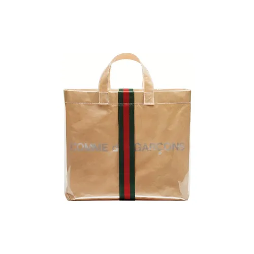 GUCCI CDG Rei Kawakubo Collaboration Kraft Paper PVC Tote Bag, Shopping Bag, Handheld Handbag Unisex Beige Yellow