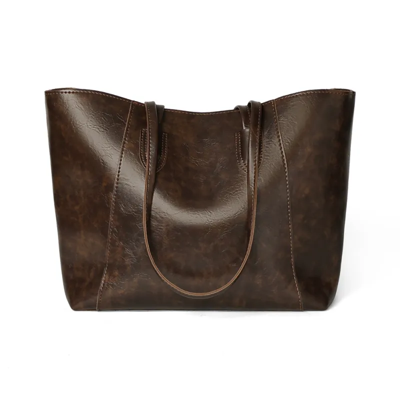 PT'SON Synthetic Leather Tote Portable Shoulder Bag Regular Women's Coffee/Black-7