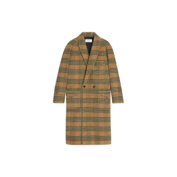 CELINE Smoking Coat In Tartan Checked Wool
