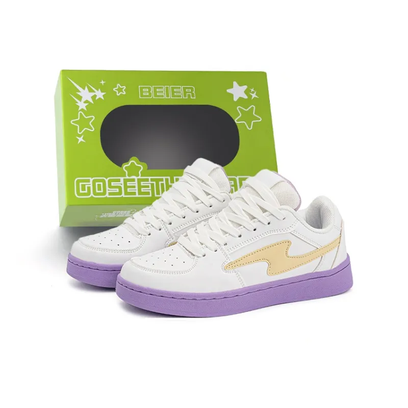 BEIER Cushioning Wear-Resistant Low-Top Skateboard Shoes Unisex Taro Purple-0