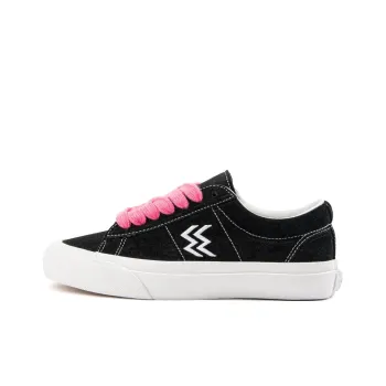 WANSWER Slip Resistant Cushioning Abrasion Resistant Low Top Skateboard Shoes Women's Black Pink Full Leather