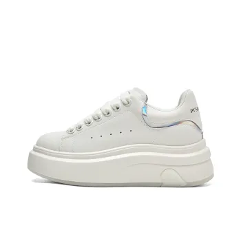 PT'SON Versatile Platform White Sneakers Height Increasing Low Top Skateboard Shoes Women's